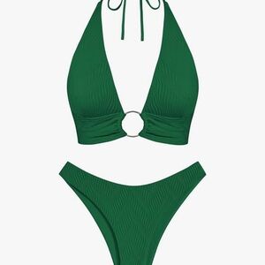 Zaful Emerald Halter Bikini Set Size Large Green